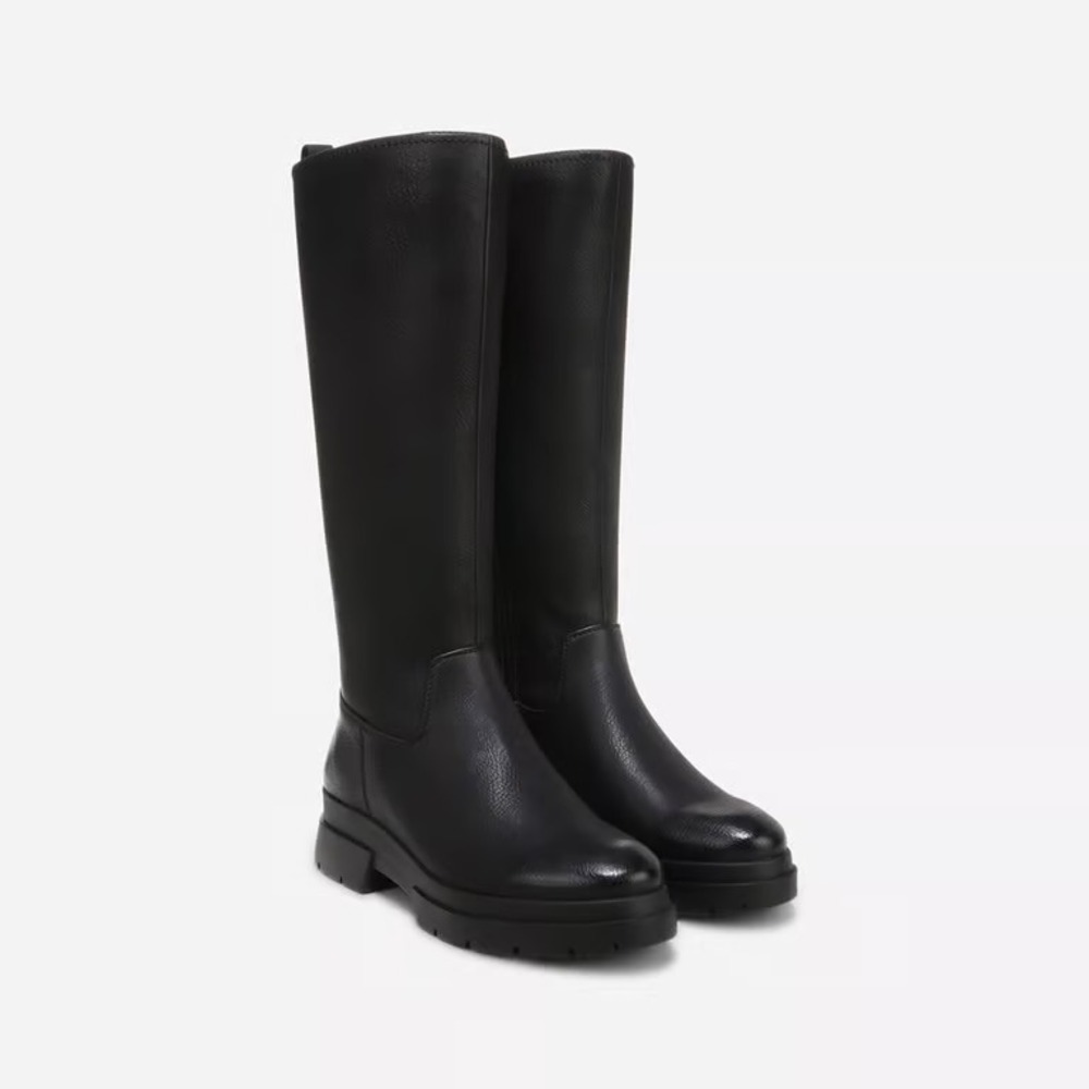 SOUL Naturalizer Orchid Black Smooth Tall Moto Boots LugSole Water Repellent 7.5